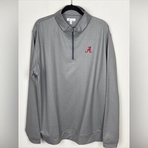 Peter Millar Crimson Tide Quarter Zip Shirt Men's Grey Check Alabama Logo XXL